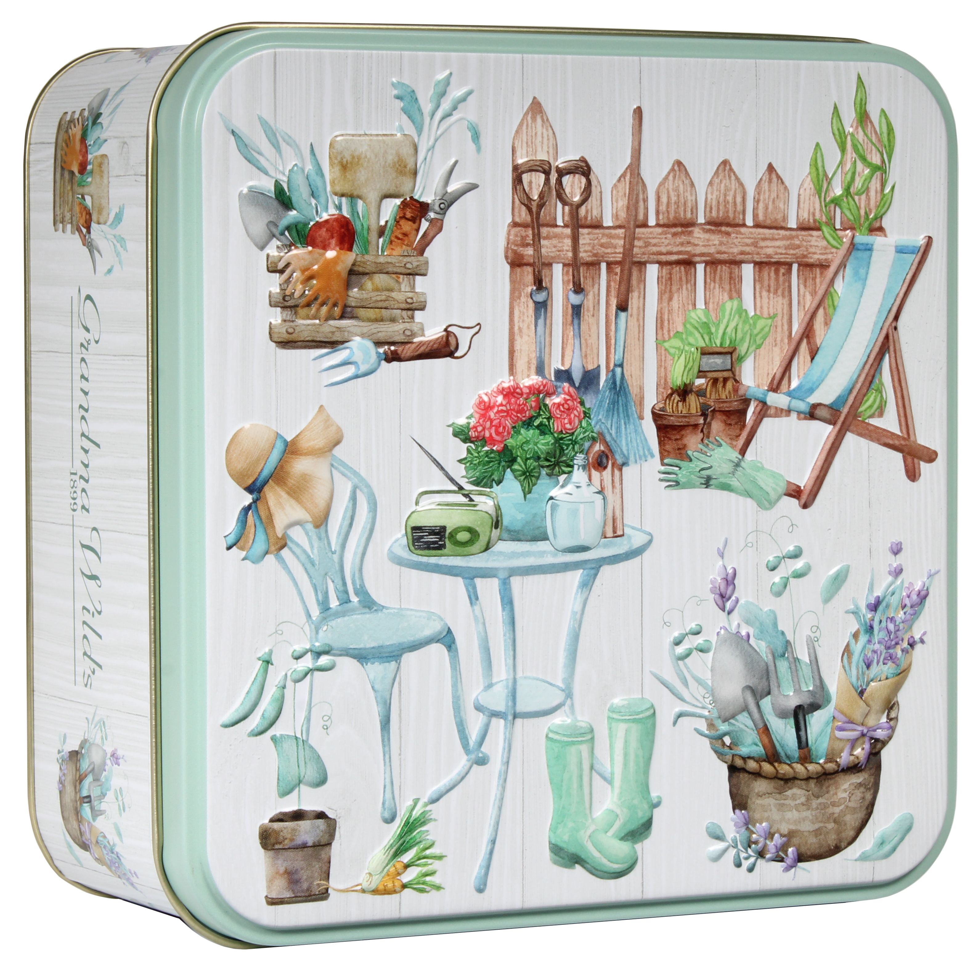 Embossed  Garden Retreat Biscuit Tin 