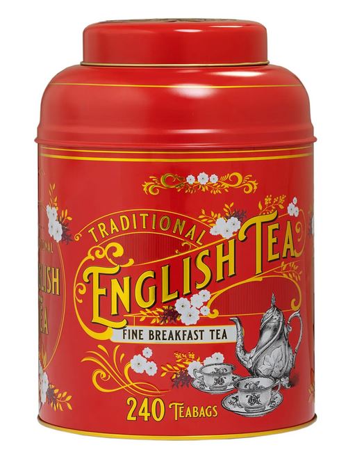 Victorian Style Red English Breakfast 240 Teabag Tea Caddy