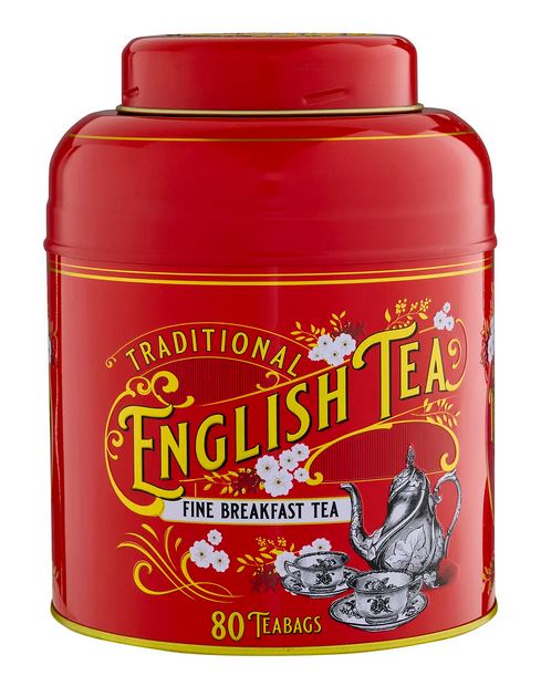 Victorian Style Red 80 Teabag English Breakfast Tea Caddy